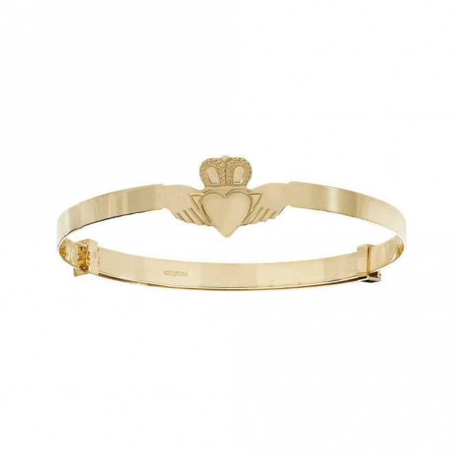 Faith 9ct Gold 9ct Yellow Gold Claddagh Expandable Baby Bangle 0.3cm, 2.2g