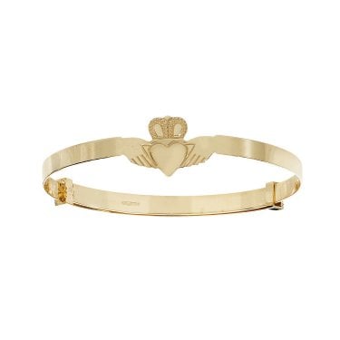 9ct Yellow Gold Claddagh Expandable Baby Bangle 0.3cm, 2.2g