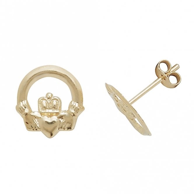 Faith 9ct Gold 9ct Yellow Gold Claddagh Stud Earrings 0.27g, 0.9cm