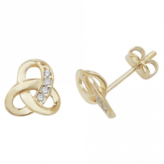 Faith 9ct Gold 9ct Yellow Gold CZ Celtic Stud Earrings 0.65g, 0.7cm