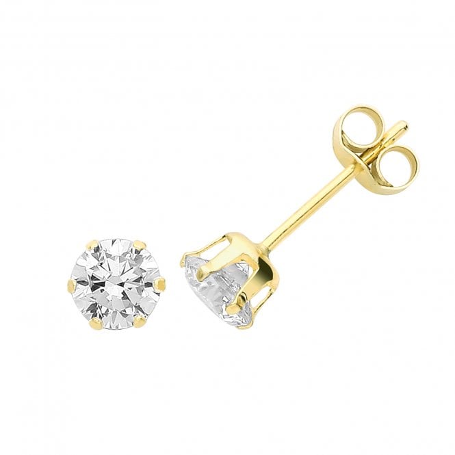 Faith 9ct Gold 9ct Yellow Gold CZ Claw Set Stud Earrings 0.4cm, 0.24g