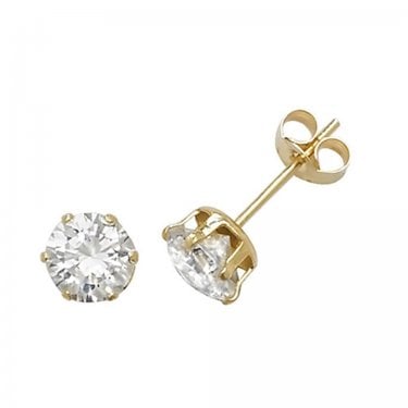 9ct Yellow Gold CZ Claw Set Stud Earrings 0.5cm, 0.25g