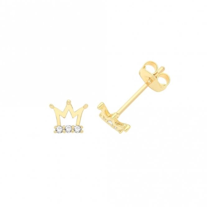 Faith 9ct Gold 9ct Yellow Gold CZ Crown Stud Earrings 0.32g, 0.5x0.45cm