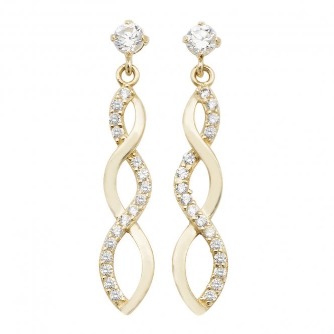 Faith 9ct Gold 9ct Yellow Gold CZ Extended Infinity Drop Earrings 1.04g, 0.4 x 2.3cm