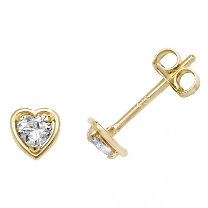 Faith 9ct Gold 9ct Yellow Gold CZ Heart Stud Earrings 0.5g, 0.45cm