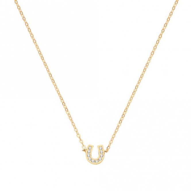 Faith 9ct Gold 9ct Yellow Gold CZ Horseshoe Necklace 0.78g, 5.5mm, 15.5-17.5