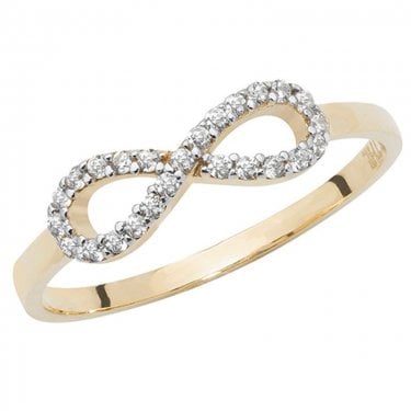 9ct Yellow Gold CZ Infinity Ring