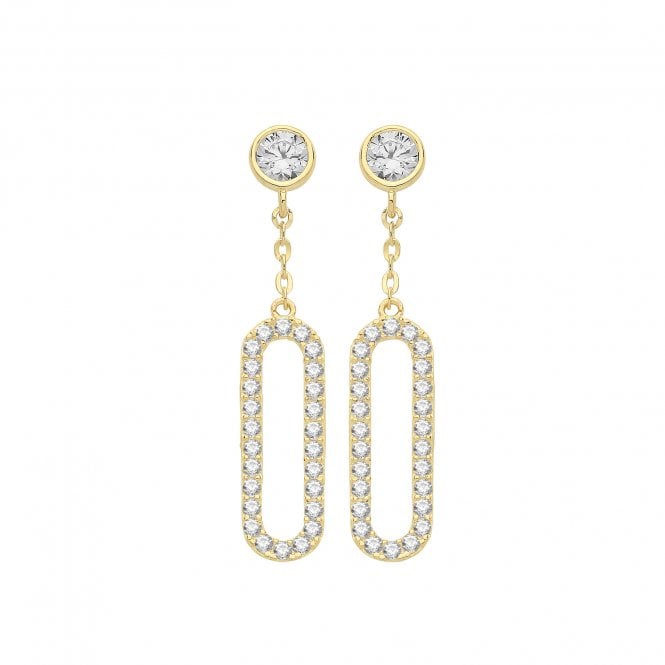 Faith 9ct Gold 9ct Yellow Gold CZ Paperclip Style Drop Earrings 0.94g, 0.5 x 2.4cm 