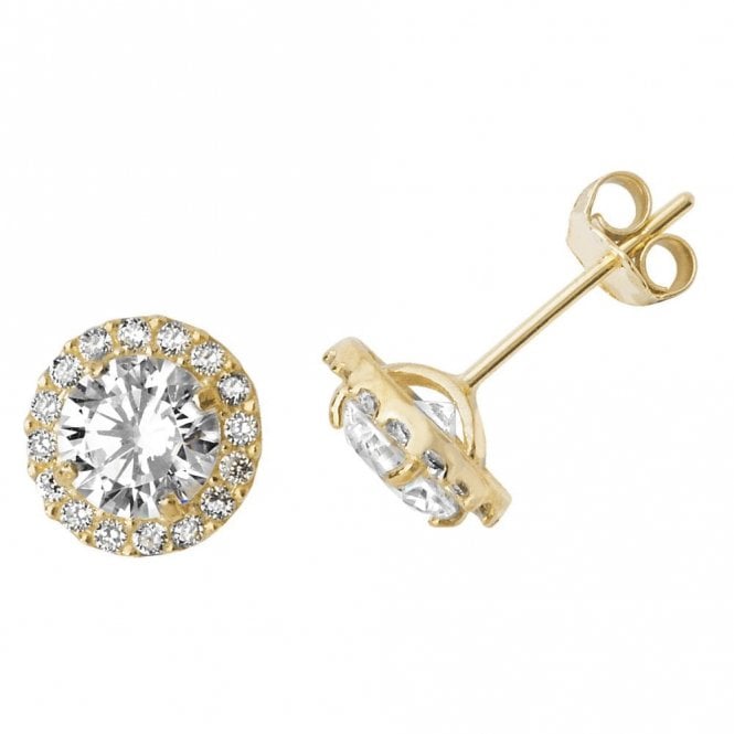 Faith 9ct Gold 9ct Yellow Gold CZ Round Halo Earrings 1.10g, 0.7cm
