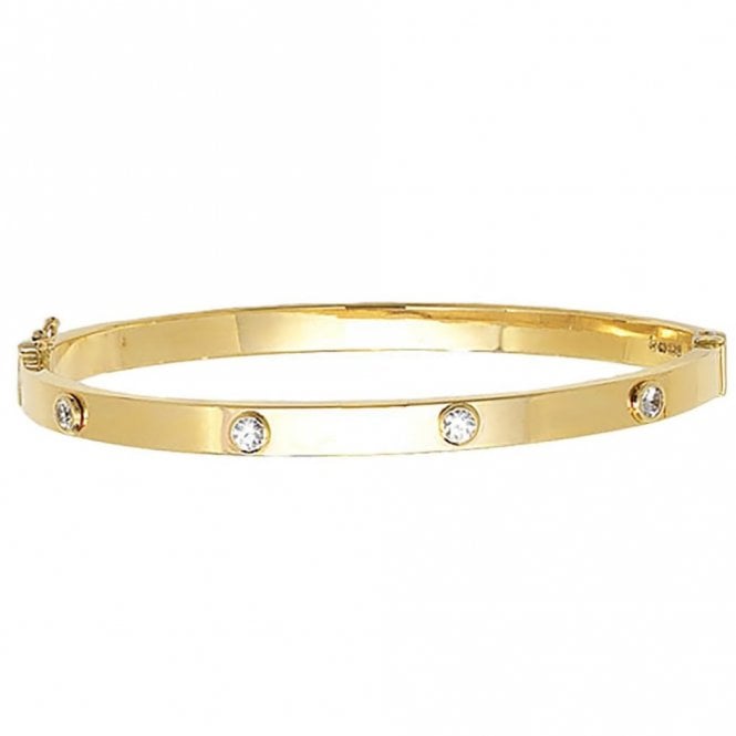 Faith 9ct Gold 9ct Yellow Gold CZ Rubover Set Bangle 0.6cm, 6.10g
