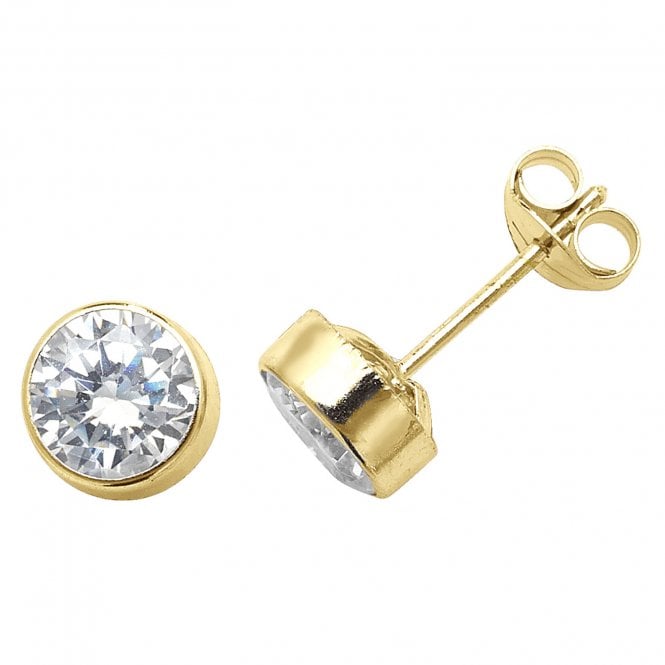 Faith 9ct Gold 9ct Yellow Gold CZ Rubover Stud Earrings 0.6cm, 0.49g