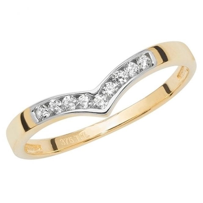 Faith 9ct Gold 9ct Yellow Gold CZ Wishbone Ring