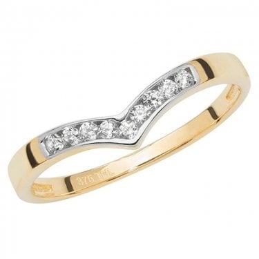 9ct Yellow Gold CZ Wishbone Ring