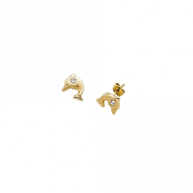 Faith 9ct Gold 9ct Yellow Gold Dolphin with CZ Stud Earrings 0.45g, 0.75x0.9cm