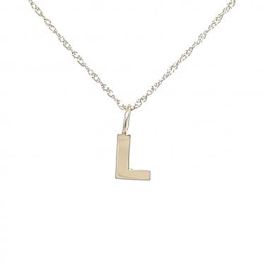 9ct Yellow Gold Initial L Necklace 1.15g, 6mm, 16"  