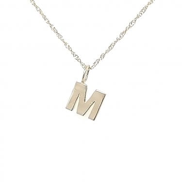 9ct Yellow Gold Initial M Necklace 1.15g, 6mm, 16" 