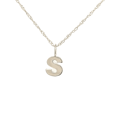 9ct Yellow Gold Initial S Necklace 1.15g, 6mm, 16"   