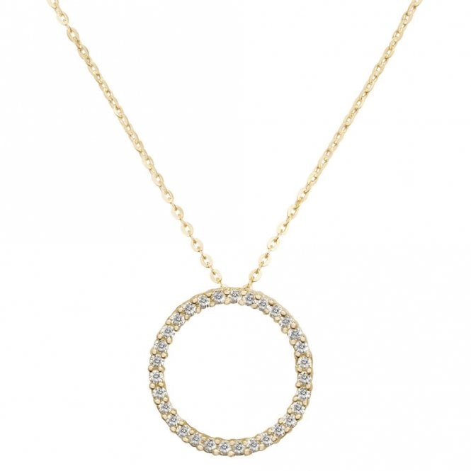 Faith 9ct Gold 9ct Yellow Gold Large CZ Circle Necklace 1.7g, 15mm, 16-18