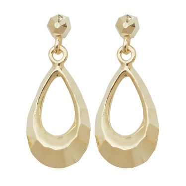 9ct Yellow Gold Open Teardrop Drop Earrings 0.80g, 0.6 x 1.5cm