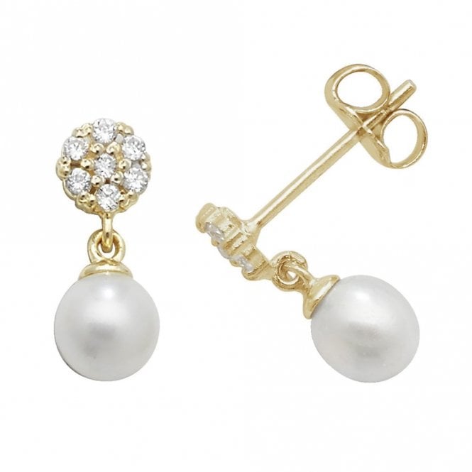 Faith 9ct Gold 9ct Yellow Gold  Pearl CZ Drop Earrings 0.65g, 0.5x1cm