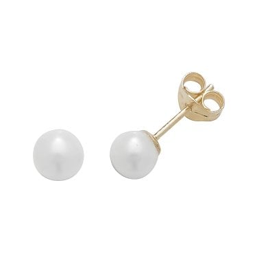 9ct Yellow Gold Pearl Stud Earrings 0.25g 5mm