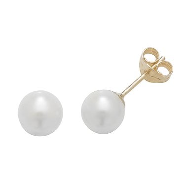 9ct Yellow Gold Pearl Stud Earrings 0.25g 6mm