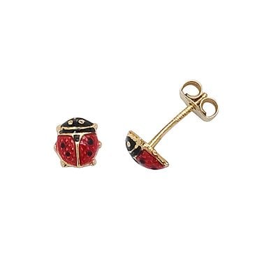 9ct Yellow Gold Red Enamel Ladybird Stud Earrings 0.5cm, 0.38g 
