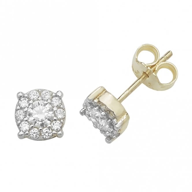 Faith 9ct Gold 9ct Yellow Gold Round CZ with Single Halo Stud Earrings 1.4g, 0.65cm