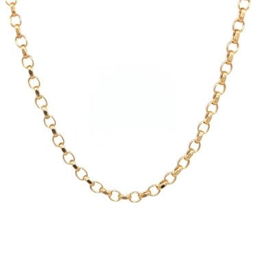 9ct Yellow Gold Semi Solid Diamond Cut Oval Belcher 18" Chain 2.5mm, 3.32g