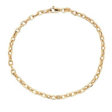 9ct Yellow Gold Semi Solid Heavy Faceted HRM Link 7.5" Bracelet 3.2mm, 2.71g