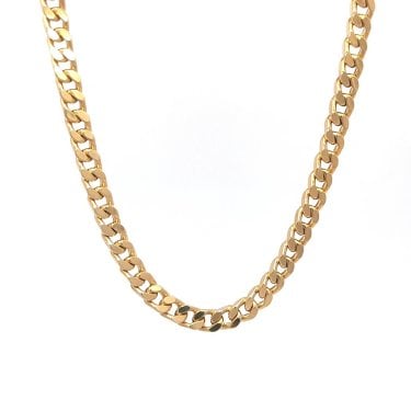 9ct Yellow Gold Semi Solid Square Curb 20" Chain 4.6mm, 15.44g