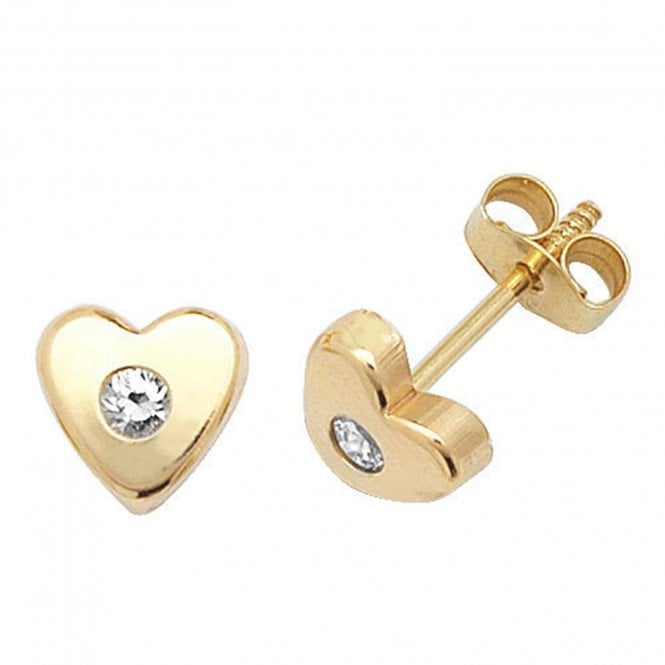 Faith 9ct Gold 9ct Yellow Gold Single CZ Heart Stud Earrings 0.5cm, 0.46g 