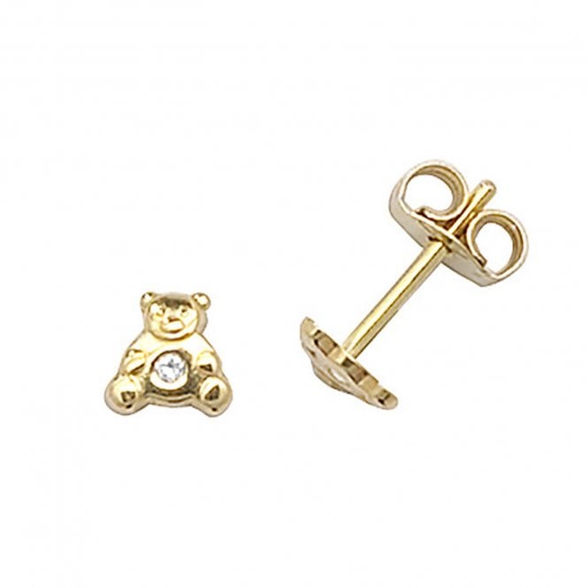Faith 9ct Gold 9ct Yellow Gold Teddy with CZ Stud Earrings 0.4 x 0.5cm, 0.29g 