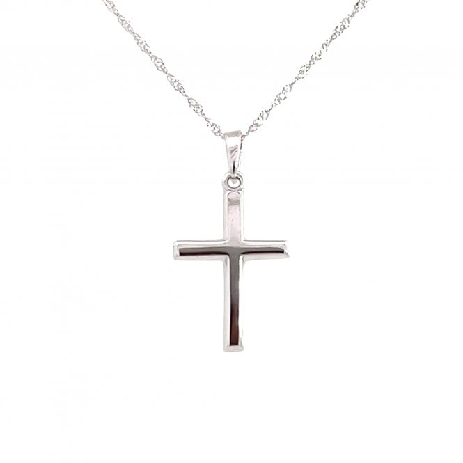 Faith 9ct Gold Faith 9ct White Gold Plain Cross Necklace 11 x 16mm, 18