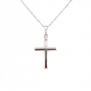 Faith 9ct White Gold Plain Cross Necklace 11 x 16mm, 18"