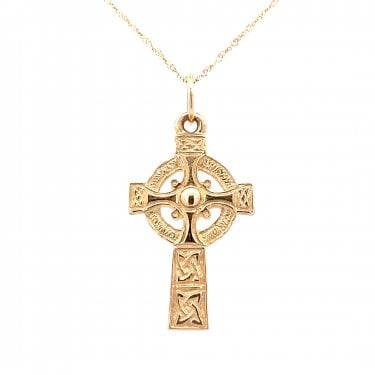 Faith 9ct Yellow Gold Celtic Cross Necklace 2.5g, 16 x 28mm, 18"