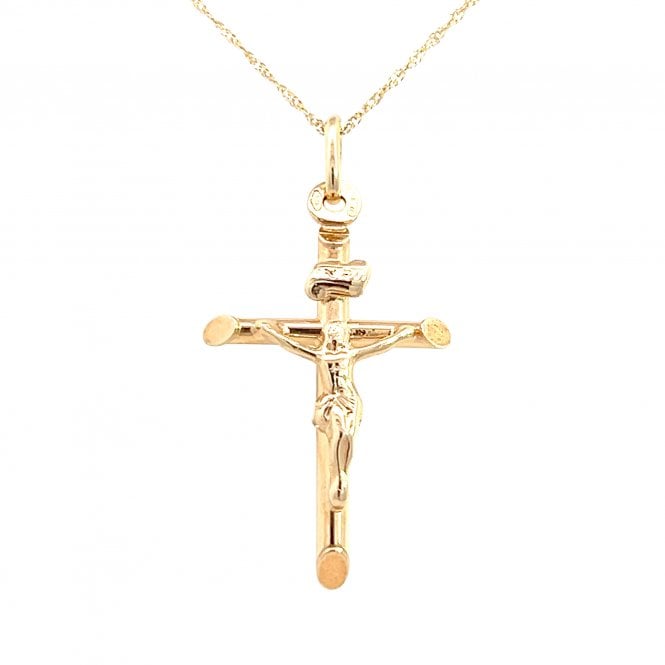 Faith 9ct Gold Faith 9ct Yellow Gold Crucifix on Round Edge Cross Necklace 18 x 26mm, 18