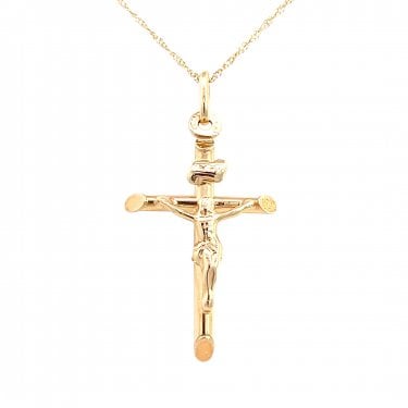 Faith 9ct Yellow Gold Crucifix on Round Edge Cross Necklace 18 x 26mm, 18"