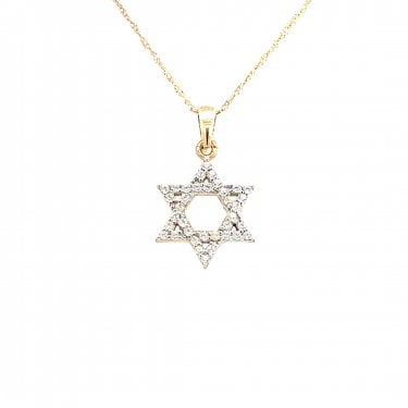 Faith 9ct Yellow Gold CZ Star of David Necklace 0.8g, 11 x 12mm, 18"