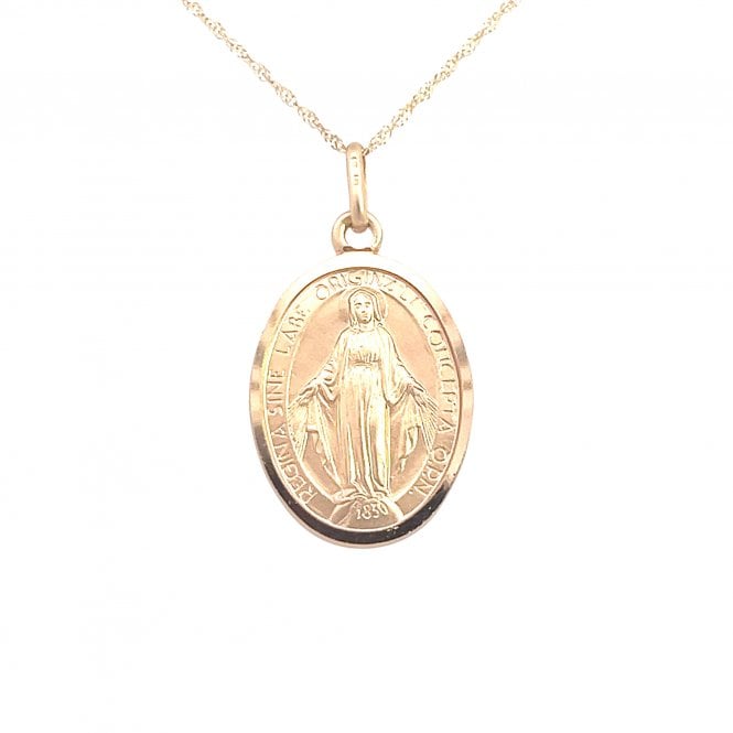 Faith 9ct Gold Faith 9ct Yellow Gold Large Miraculous Medal Necklace 16 x 21mm,18