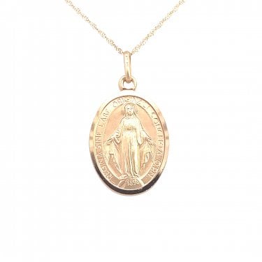 Faith 9ct Yellow Gold Large Miraculous Medal Necklace 16 x 21mm,18"