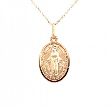 Faith 9ct Yellow Gold Medium Miraculous Medal Necklace 13 x 17mm, 18"