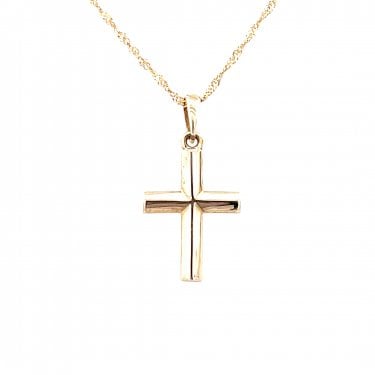 Faith 9ct Yellow Gold Plain Cross Necklace 11 x 17mm, 18"