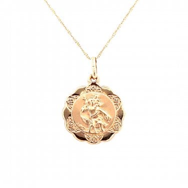 Faith 9ct Yellow Gold St Christopher with Celtic Rim Necklace 17 x 17mm, 18"