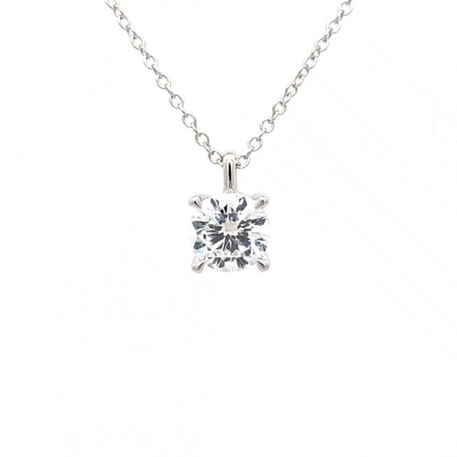 Faith Diamonds 18ct White Gold 1.00ct D/E Colour Round Brilliant Cut LAB Grown Diamond Certified Necklace 0.6 x 0.6cm, 16-18