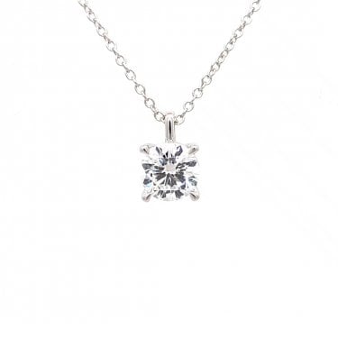 18ct White Gold 1.00ct D/E Colour Round Brilliant Cut LAB Grown Diamond Certified Necklace 0.6 x 0.6cm, 16-18"