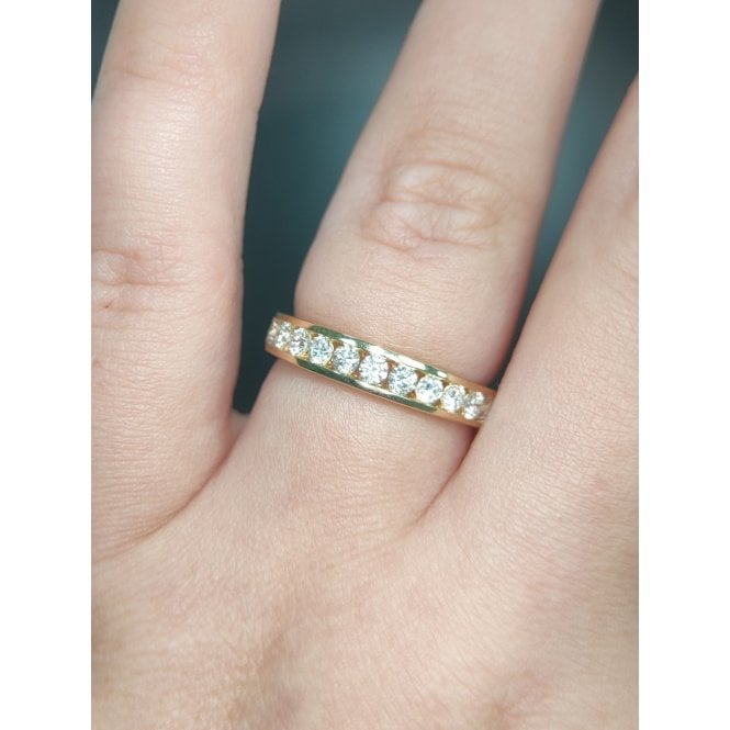 Faith Diamonds 18ct Yellow Gold 0.50ct Total D/E Colour Round Brilliant Cut Channel Set LAB Grown Diamond Certified Ring 