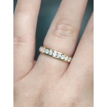 18ct Yellow Gold 0.50ct Total D/E Colour Round Brilliant Cut Channel Set LAB Grown Diamond Certified Ring 