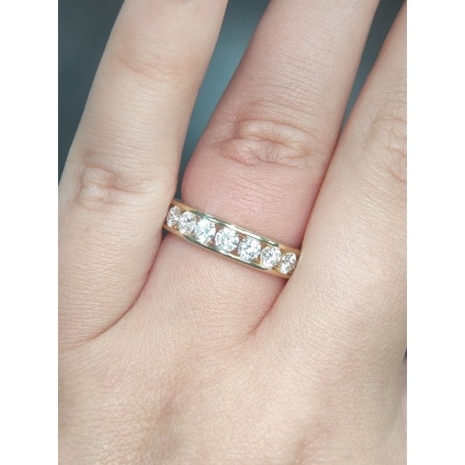 Faith Diamonds 18ct Yellow Gold 1.00ct Total D/E Colour Round Brilliant Cut Channel Set LAB Grown Diamond Certified Ring 