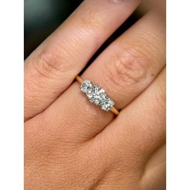 18ct Yellow Gold with Platinum Head 1.03ct Total D/E Colour Round Brilliant Three Stone LAB Grown Diamond Certified Ring